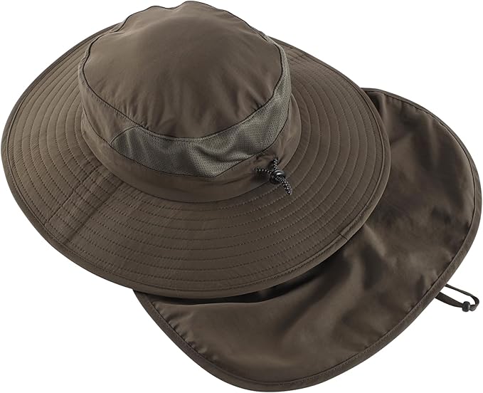 Home Prefer UPF 50+ Sun Hats for Men Women Wide Brim Fishing Hat with Neck Flap Summer Safari UV Protection Bucket Hat