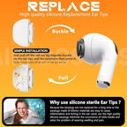 4 Pairs Replacement Ear Tips for AirPods Pro 2nd/1st Generation with Portable Storage Box & Cleaner Pen,Noise Reduction Holewith & Built-in dust Guard Screen,Silicone EarTips(White-s/Size)