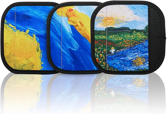 HEYSKAY 3pcs Neoprene Luggage Handle Wrap for Suitcase Identifier Travel Bag Wraps Luggage ID Tags Cover (Blue printx3)