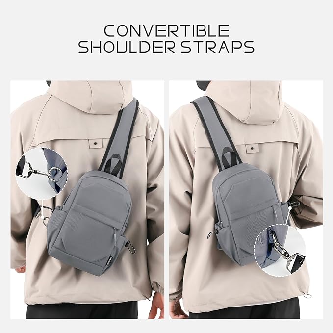 Crossbody Sling Bag Casual Shoulder Hiking Backpack with Convertible Shoulder Strap for Travel Hiking Shopping Leisure Sport