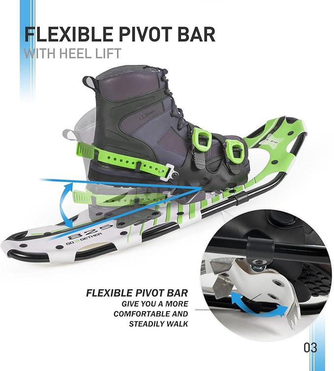 G2 21/25/30 Inches Light Weight Snowshoes for Women Men Youth, Set with Trekking Poles, Tote Bag, Gaiters,Special Fast Ratchet Binding, Orang/Blue/Red Available