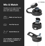 EcoVessel Stainless Steel Water Bottle with Insulated Dual Lid, Insulated Water Bottle with Strainer and Silicone Bottle Bumper, Coffee Mug (Mountain Green, 20 oz)