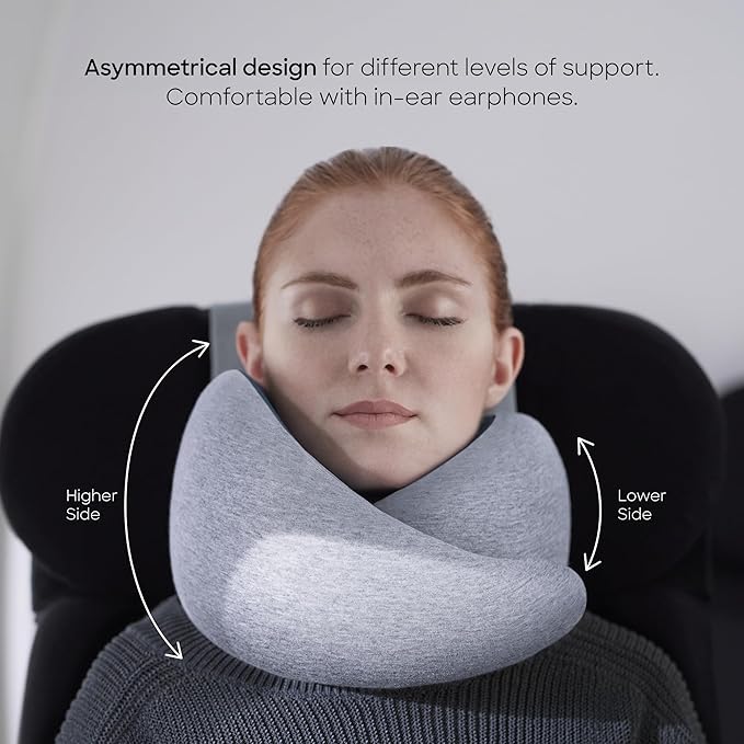 Ostrichpillow Go Neck Pillow, Travel Pillows for Airplanes, Premium Memory Foam Travel Pillow, 360º Ergonomic Design, Asymmetrical Sides, Travel Bag Included, Washable Modal Cover