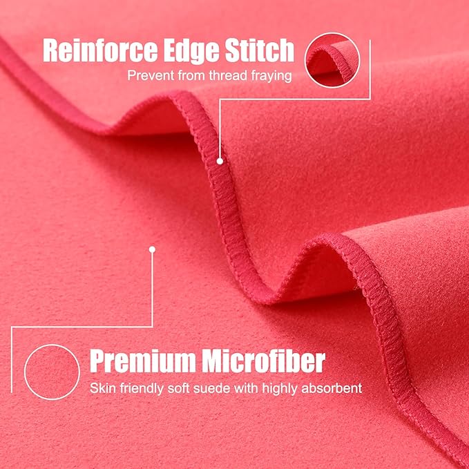 Quick Dry Travel Towel, 3 Sizes 1 Pack Camping Microfiber Towel, Lightweight Fast Drying Towels Set 60"x30", 30"x15", 15"x15" w/Bag for Gym, Beach, Hiking, Swimming, Red