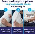 Sidney Sleep Set of 2 Mini Travel Size Neck Pillows - Knee Pillow - Back Lumbar Support - Curved Bed Pillow - 14 x 19 Inches - Adjustable Loft - Carry Backpack Included (White 2 Pack Mini)