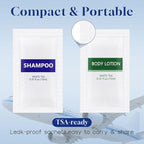 Travel Size Body Wash and Shampoo Bulk,Refreshing White Tea Scent,0.35 fl oz,Individually Wrapped Mini Shower Gel Shampoo Hygiene Kits for Travel/On The Go/Homeless Care/Hotel Guests(Pack of 20)
