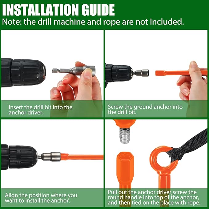 Lasnten 6 Pcs 30 Inch Heavy Duty Ground Anchor Spiral Blade Earth Anchor Kit Metal Anchor Hook Beach Sand Stakes Camping for Securing Animals, Shelters, Tents, Canopies (Orange)