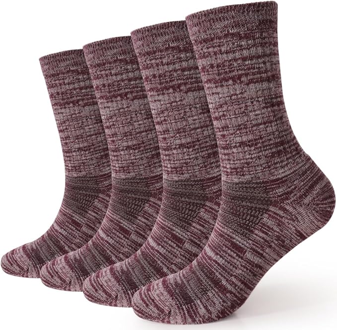 EnerWear 4 Pack Women's Merino Wool Outdoor Hiking Trail Crew Sock