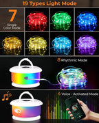 Camping String Lights, Retractable 32.8ft RGB Flash Lamp, Rechargeable Fairy LED Rope Lights Outdoor Waterproof, Portable Hanging Lantern for Outside Tent Patio Awning Garden RV Essentials