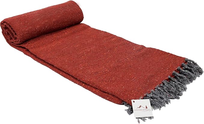 Open Road Goods Solid Color Mexican Yoga Blanket – Large Handwoven Throw for Yoga, Beach, Camping or Home – Soft and Durable Cotton Blend