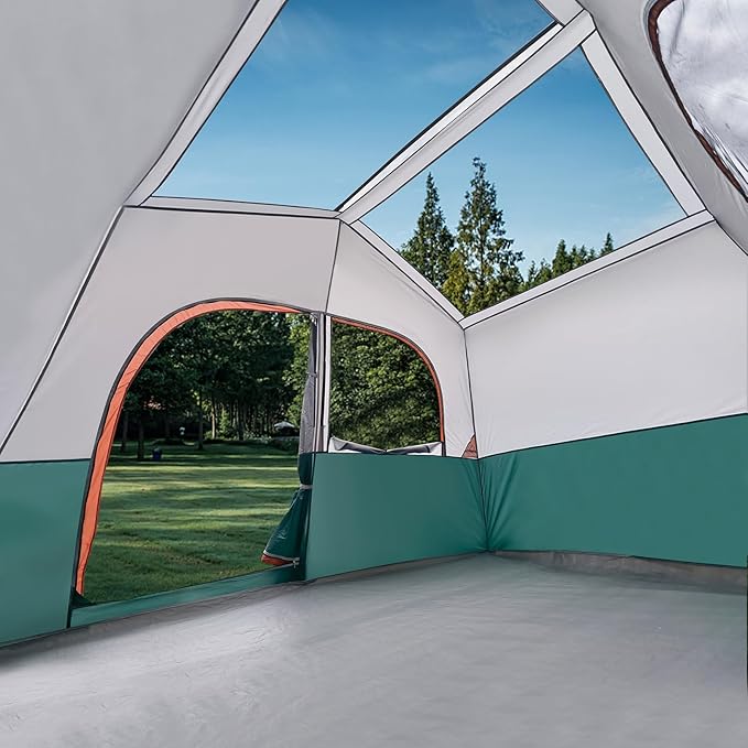 HIKERGARDEN 6-8 Person Camping Tent - Portable Family Cabin Tent for Camp, Windproof Fabric Camp Tent Outdoor for Hiking, Backpacking, Traveling
