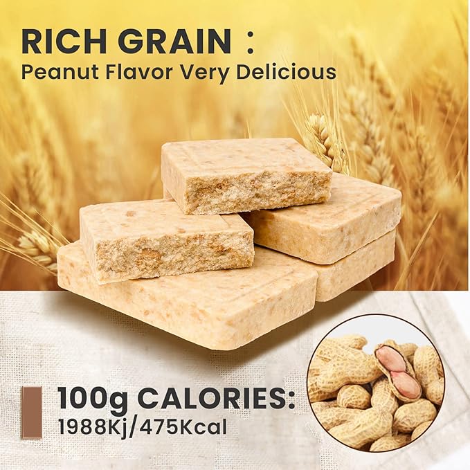 Emergency Food Ration Bars, Peanut Flavor Survival Tabs Supply for Outdoor Camping Emergency Snowstorm Earthquake Disaster Preparedness Kit With Long Self Life 12 Count