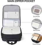 Hanke Softside Expandable Underseat Carry On Luggage for Airplanes,Travel Luggage Rolling Bag Personal Item Bag Small Suitcase,Black,16-Inch