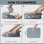 Lightweight Compression Packing Cubes for Suitcases, Compressible Expandable Travel Packing Organizer with Clear Toiletries and Backpack Bag, Travel Essentials for Carry on Luggage 7 Set