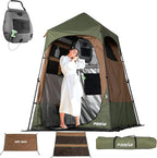 Camping Shower Tent Deluxe Changing Room Easy Set Up Privacy Shelter,Large Toilet Tent with Floor Drain Design for Beach, Camping,Hiking with Stakes and Ropes for Stability