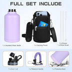 Insulated Water Bottle 64 oz, Half Gallon Water Jug Cold 48H, BPA Free Stainless Steel Bottles with Straw/Chug 2-in-1 Lid, Bag, Paracord Handle, Silicone Boot, Sports Gym School Metal Flask