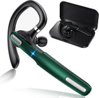 Bluetooth Headset, Wireless Bluetooth Earpiece V5.0 Hands-Free Earphones with Built-in Mic for Driving/Business/Office, Compatible with iPhone and Android (Green)