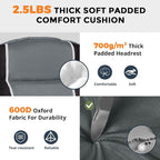 Oversized Camping Chair for Large Adults Heavy Duty 400 lbs Capacity, Comfortable Padded Folding Lawn Chair with Back & Headrest Support and Cup Holder, Portable Outdoor Chair with Carry Bag