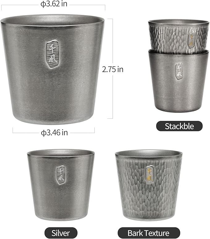 Titanium Camping Mug, Double Wall 300ml/10 oz Outdoor Cup, Anti-scald Camping Coffee Water Mug for Outdoor Hiking Backpacking