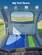 JOYTUTUS SUV Tent for Camping with Rainfly, Double Door Design Car Tent with Aluminum Poles, SUV Tailgate Tent with Waterproof PU2000mm Double Layer for 4-8 Person, Green