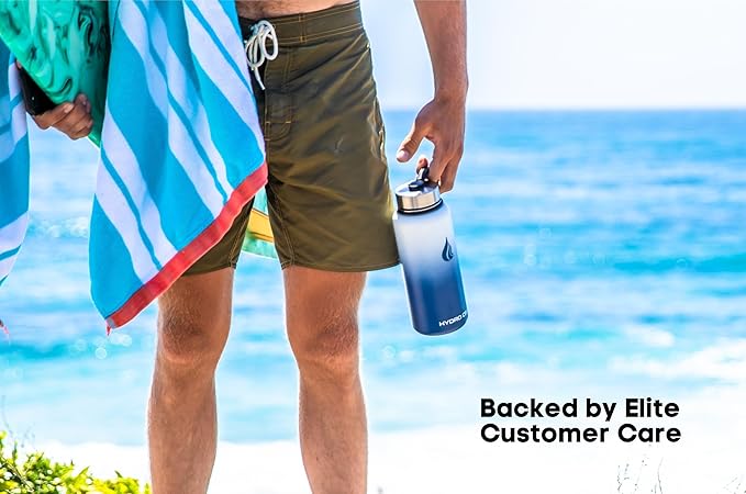 HYDRO CELL Stainless Steel Insulated Water Bottle with Straw - For Cold & Hot Drinks - Metal Vacuum Flask with Screw Cap and Modern Leakproof Sport Thermos for Adults (Navy/White 32oz)