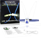 LED Reflective Running Vest Lights for Runners, Running Lights with Front Light, Safety USB Rechargeable Reflective Night Lights For Men/Women Running Walking Cycling, Three Light Modes with 7 Colors