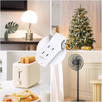 SYCON 4 Outlet Wall Adapter with A Power Switch and Night Light, 2-Prong Extender Adapter Plug with 4 Electrical Outlets for Travel Home Hotel Office-White 1 Pack