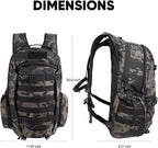 35L Tactical Backpack for Men, MOLLE Military Bug Out Bag, Waterproof Rucksack for Hiking with Hydration Port Balck CP