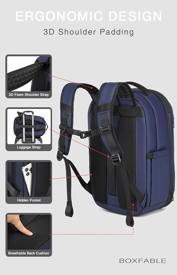 Vacuum Seal Travel Backpack 45L with Pump - Expandable Air Compression System, Water-Resistant Business TSA Lock, Laptop Backpack, Carry-On Suitcase Luggage, Gifts for Men