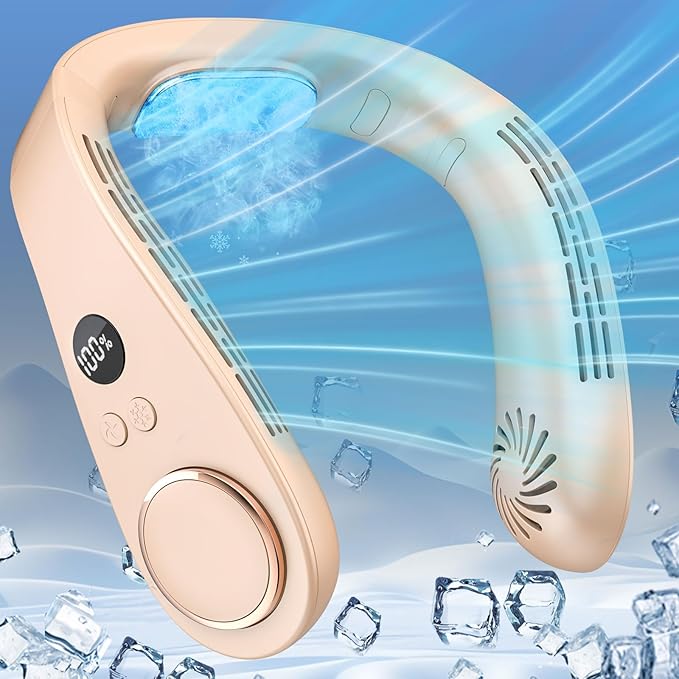 Neck Cooler for Hot Weather,Neck Fan Rechargeable Battery AC Unit,Personal Neckband Wear Wireless Cool Plates Fans Fast Charging Conditioning,Soundless Best Neck Fan for Walk Travel Airplane