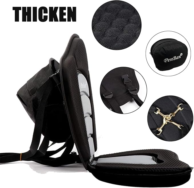 Universal Deluxe Kayak Seat Cushion with Storage Bag for Kayak,Padded Boat,SUP,Canoe,Fishing Boat,Seats with 4 Adjustable Straps