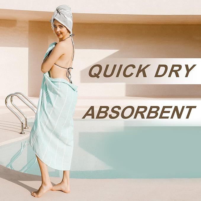 2 Packs Turkish Beach Towel Pool Swim Towels Extra Large Sand Free Quick Dry Absorbent Cloud Thin Long Wide Clearance Oversized Women Adult Beach Gifts Gear Stuff Necessities Thing Items Xlarge Xl Big