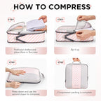 8 Set Compression Packing Cubes for Travel Essentials,Compressible Expandable Packing Cubes for Suitcase,OlarHike Luggage Organizer Bags for Travel,Handy Helper for Organizing Clothes(Pink Stripped)