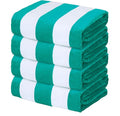 Exclusivo Mezcla 4 Pack Cotton Oversized 35x70 Inches Soft Cabana Stripe Thick Beach Towel, Super Absorbent Travel Bath Pool Towel (Turquoise)