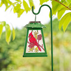 Solar Lantern with Shepherd Hook, Cardinal Hanging Solar Lantern Light, Outdoor Waterproof Glass Lanterns Metal Decorative for Garden Patio Yard Pathway, Gifts for Mom Women, Cardinal