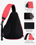WATERFLY Sling Bag Crossbody Backpack: Over Shoulder Daypack Casual Cross Chest Side Pack (Large, Red)