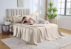 Pure Bamboo Twin XL Sheets, Genuine 100% Organic Viscose Derived from Bamboo Bed Sheet Set, Luxuriously Soft & Cooling, Double Stitching, Lifetime Quality Promise (Twin XL, Creme)