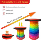 Jakuva Rainbow Travel Camping Stool, Retractable Portable Folding Stool,Collapsible Telescoping Stool with Max Load 360lbs for Adults for Indoor Outdoor Hiking Gardening