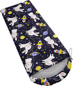 AILONEN Pink Lovely Rabbit Sleeping Bag for Girls Kids Adults,Warm and Cool Weather,Lightweight,Waterproof Backpacking,Cartoon Flowers Printed Bunny Sleeping Bag for Camping