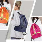 Hoedia Sports Drawstring Backpack - String Swim Gym Bag with Shoes Compartment and Wet Proof Pocket for Women and Men