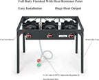 High Pressure Triple Propane Burner Outdoor Propane Camping Stove with 0-20 PSI Adjustable High Pressuer Regulator and Steel Braided Hose 3 Burner Stove Brewing Supply SA3500