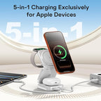 5-in-1 Wireless Charger for MagSafe, AC ISLAND Portable Travel Charging Station, 35W Max Fast Foldable Magnetic Stand, Evolved for iPhone 17-12 & Air Series, Apple Watch, AirPods (with 35W Adapter)