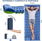 Camping Sleeping Pad, Ultralight Inflatable Sleeping Mat with Built-in Foot Pump & Pillow, Compact Air Mattress for Camping, Backpacking, Hiking, Tent - Blue