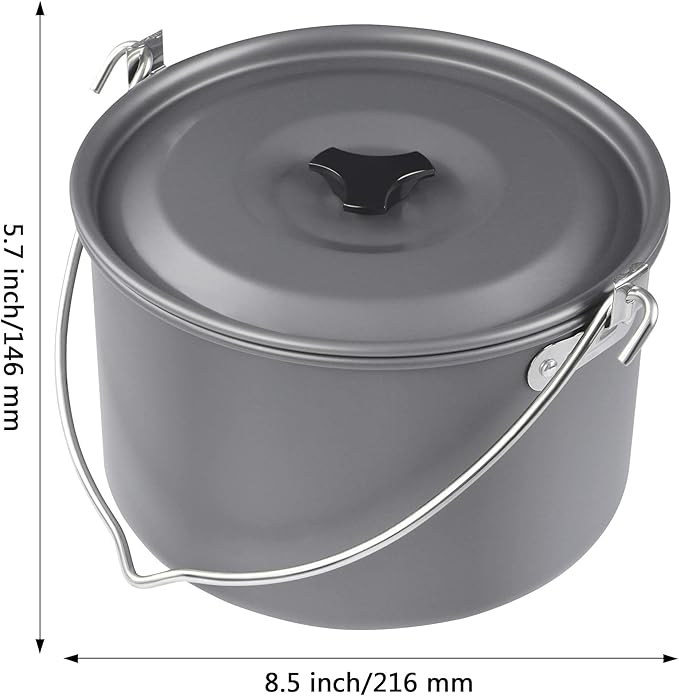 MyLifeUNIT Camping Pot Cookware, Portable Cooking Pot for Outdoor Camping Hiking, 5-Quart