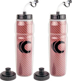 Cannon Sports 28oz Insulated Squeeze Water Bottle with Straw, Leak Proof Lids, 2 lids (Straw and Squeeze), Double Wall Insulation, Wide Mouth, BPA-Free (2 Pack) (Orange)
