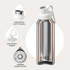 IDEUS Insulated Stainless Steel Water Bottle with 2 Leak-Proof Lids, Thermal Water Flask for Hiking Biking, 40oz, White