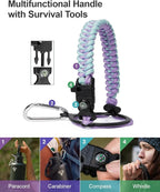 Insulated Water Bottle 64oz,Half Gallon Water Flask Stainless Steel, Cold for 48 Hrs,BPA-Free & Leakproof -with Paracord Handle, Strap,Straw Spout Lids,Large Jug for Gym Sports,Purple Green