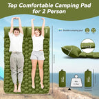 HiiPeak Double Sleeping Pad - Self Inflating 4" Extra-Thick for 2 Person with Pillow Built-in Foot Pump Inflatable Sleeping Mat for Backpacking, Hiking, Traveling, Tent, Portable Camping Mat
