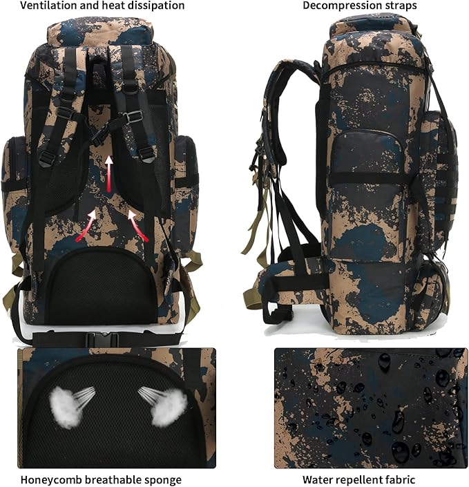 Hiking Backpack for Men 70L/100L Camping Backpack Military Rucksack Molle 3 Days Assault Pack for Climbing