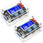 DROK DC Voltage Regulator Adjustable - 2pcs LCD Display Boost Converter 6-30V to 7-32V 5A, 12v to 24v DC Step Up Converter with Protective Case
